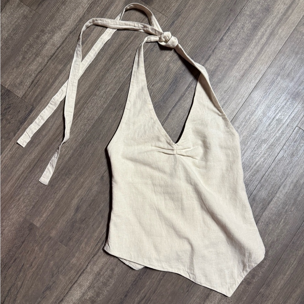 cream linen zara halter top